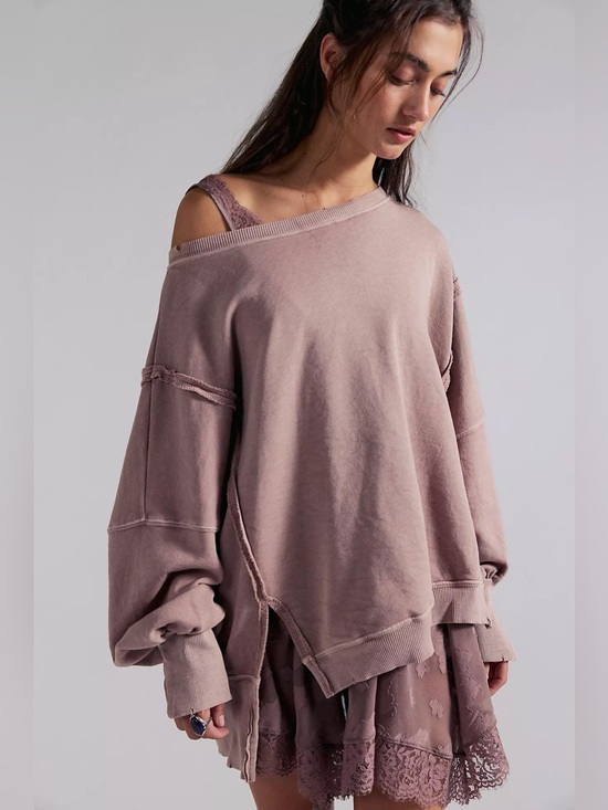 Free People Tops - Free People We the Free Camden Sweatshirt Sz Large Oversized Distressed Pullover
